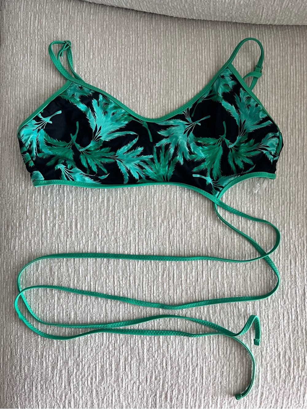 Noel x Target String Wrap Green Palm Print Bikini Top
